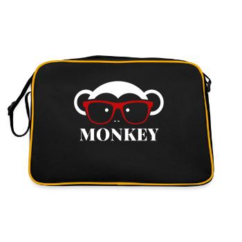 Affe mit Hipster Brille Geschenk Mensch - Retro Tasche - Schwarz/Gold - Hinten