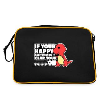 heureux clap mains cadeau animal dino malchance - Sac Retro - noir/or - Dos
