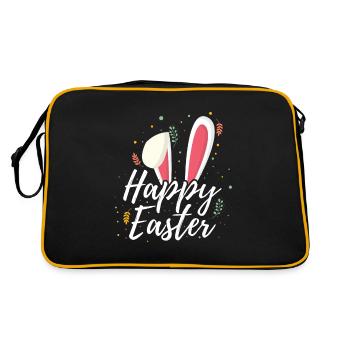 Happy Easter bunny floppy ears gift animal fun - Retro Bag - black/gold - Back