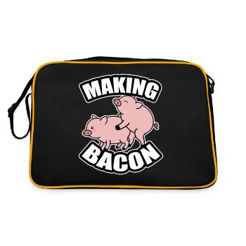 Ham Animal Pink Pigs Pig Bacon Gift - Retro Bag - black/gold - Back