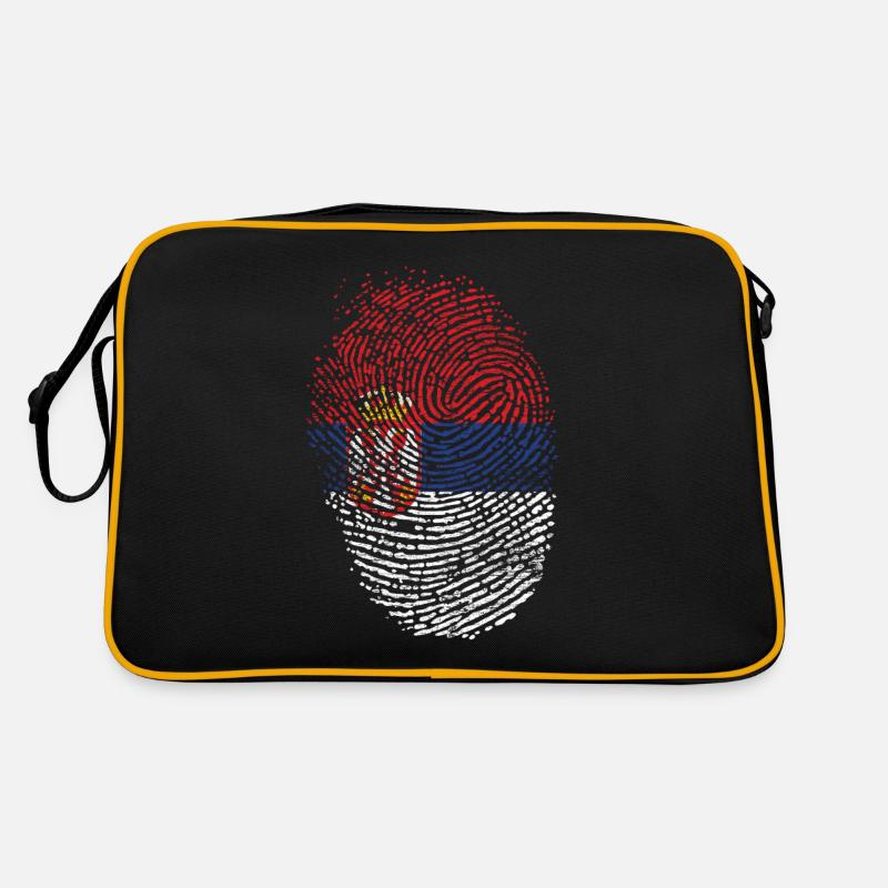 Serbien Flagge - Retro Tasche - Schwarz/Gold
