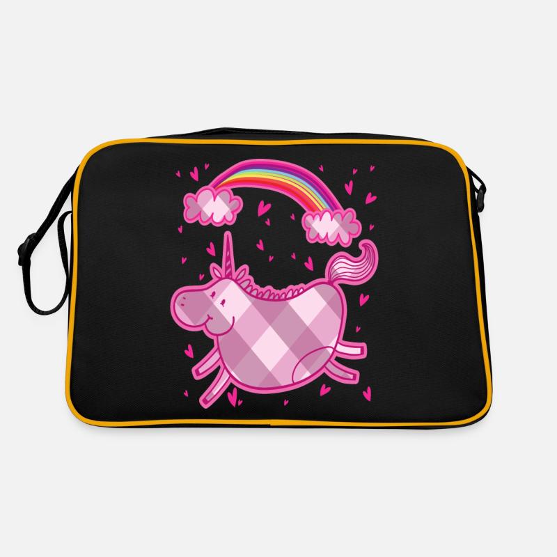 Chubby unicorn rainbow lozenge pink gift Retro Bag