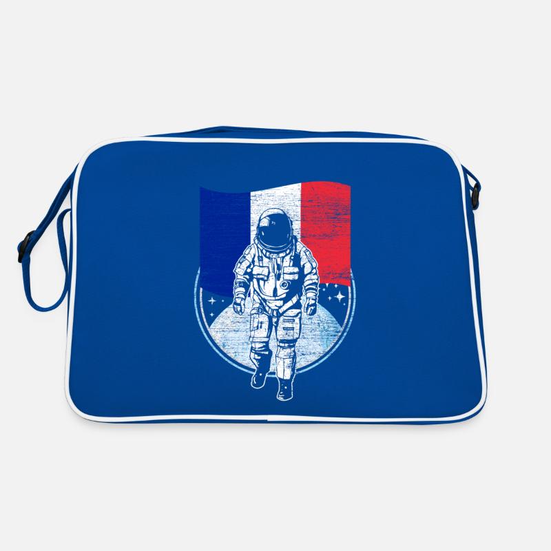 France flag in space Astronaut moon Retro Bag