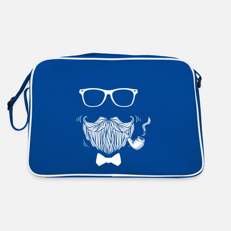 Pfeife Bart Haare Brille Fliege Hipster Mann Retro Tasche