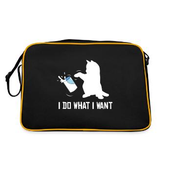 Cat girlfriend angry funny gift idea animal - Retro Bag - black/gold - Back