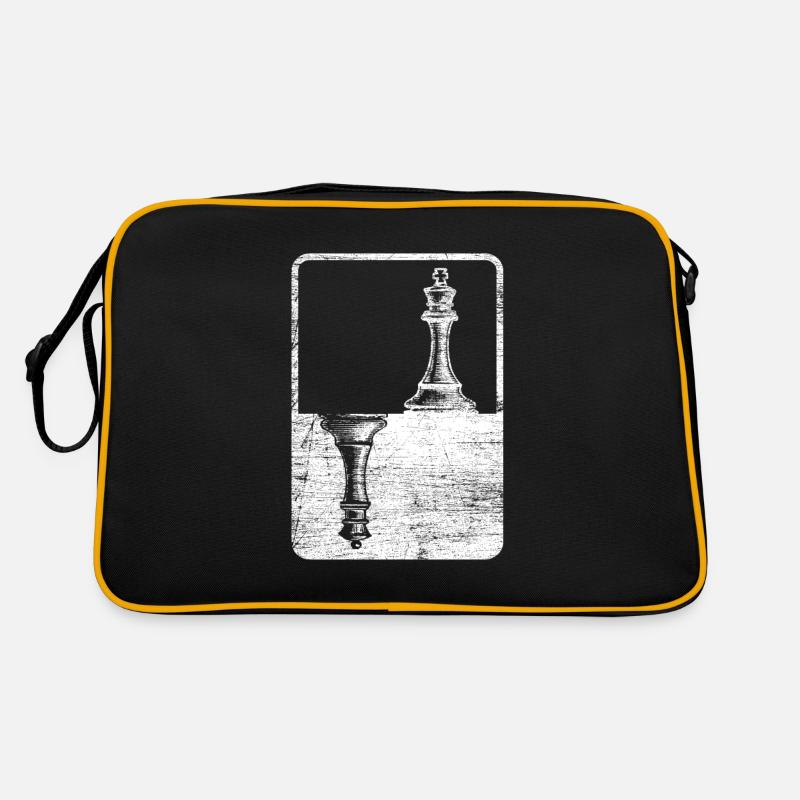 Schach Bauer Läufer Springer Geschenk Idee Nerds - Retro Tasche - Schwarz/Gold