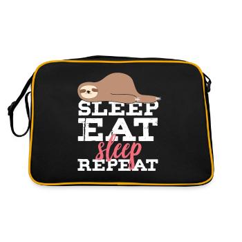 Essen schlafen Faultier wiederholen Geschenk Idee - Retro Tasche - Schwarz/Gold - Hinten