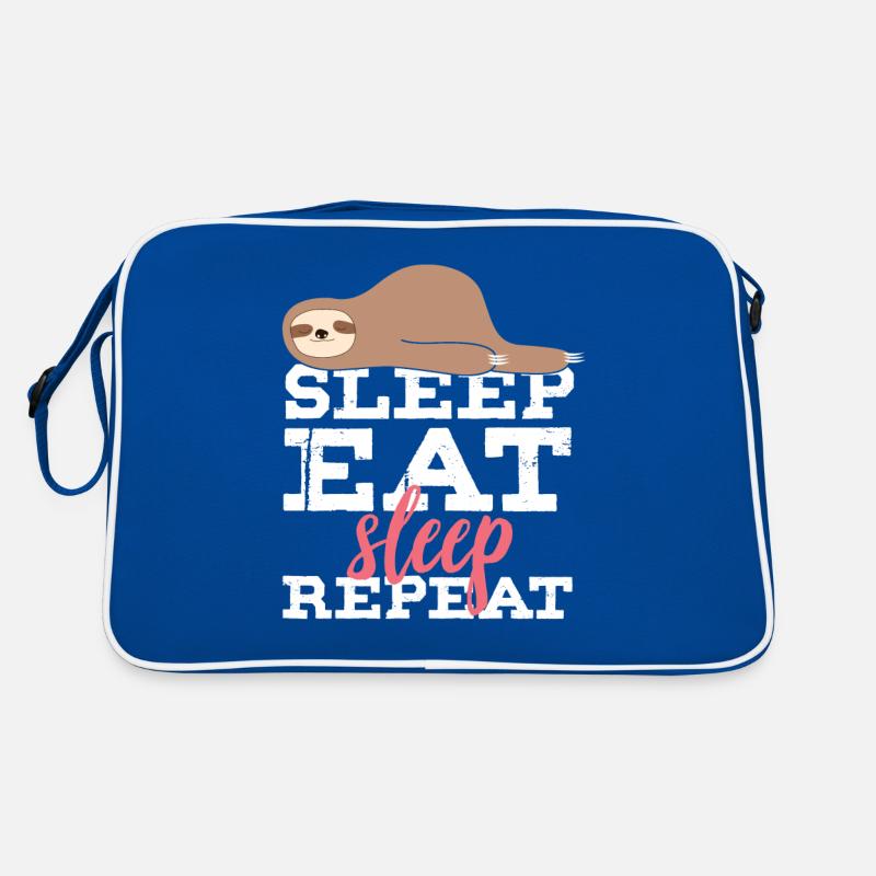 Essen schlafen Faultier wiederholen Geschenk Idee Retro Tasche