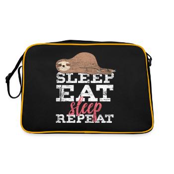 Schlafen Faultier Geschenk Idee faul Faulheit - Retro Tasche - Schwarz/Gold - Hinten