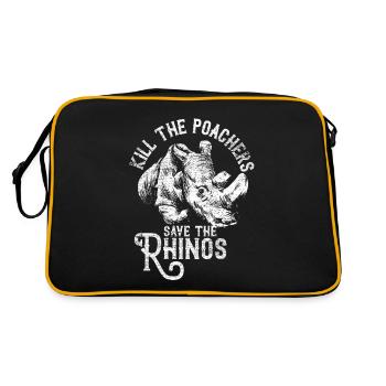 Save rhinos stops clearing gift animal nature - Retro Bag - black/gold - Back