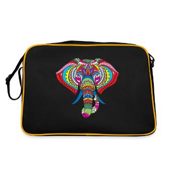 Elephant Hindu symbol colorful pattern animal gift - Retro Bag - black/gold - Back