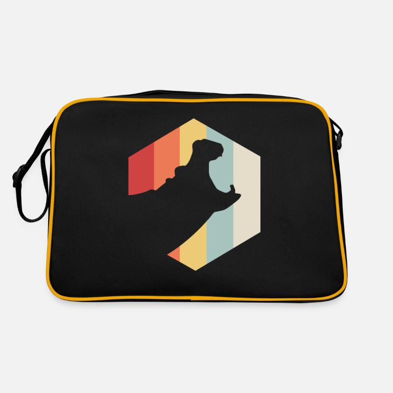 Nilpferd Hippo Tier Fluss Wasser Geschenk - Retro Tasche - Schwarz/Gold