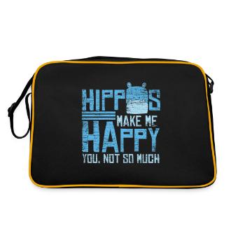 Hippo hippo animal river water gift - Retro Bag - black/gold - Back