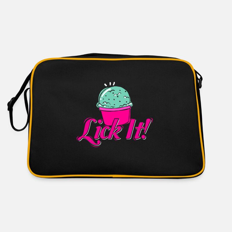Eiscreme Eis lecker lecken Waffel essen Geschenk Retro Tasche