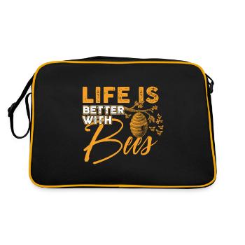 Abeille bière miel doux cadeau boisson manger nature - Sac Retro - noir/or - Dos