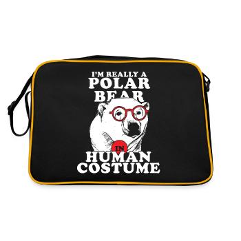 Polar Bär Eisbäre Geschenk Nordpol Fisch Wasser - Retro Tasche - Schwarz/Gold - Hinten