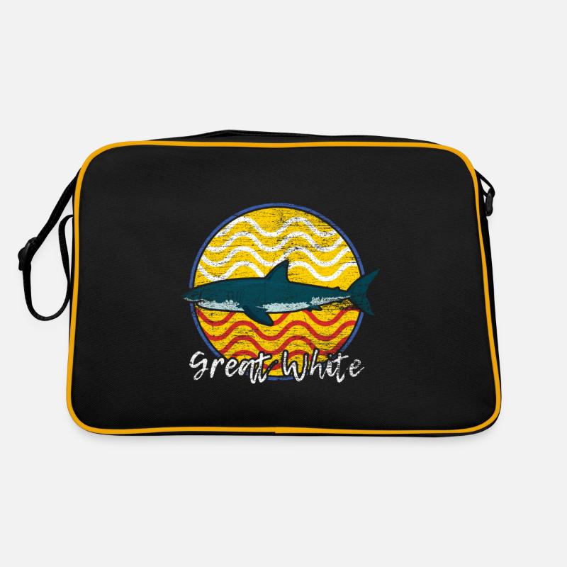 Weißer Hai Fisch Meerestier Surfer Geschenk Retro Tasche