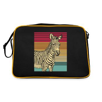 Zebra Retro Gift Animal Nature Safari Stripes. - Retro Bag - black/gold - Back