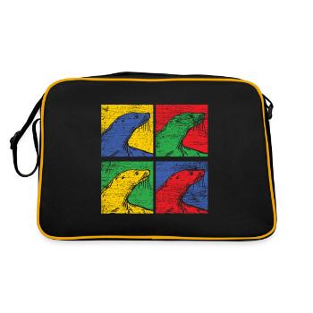 Seal animal gift vintage sea ocean fish zoo - Retro Bag - black/gold - Back