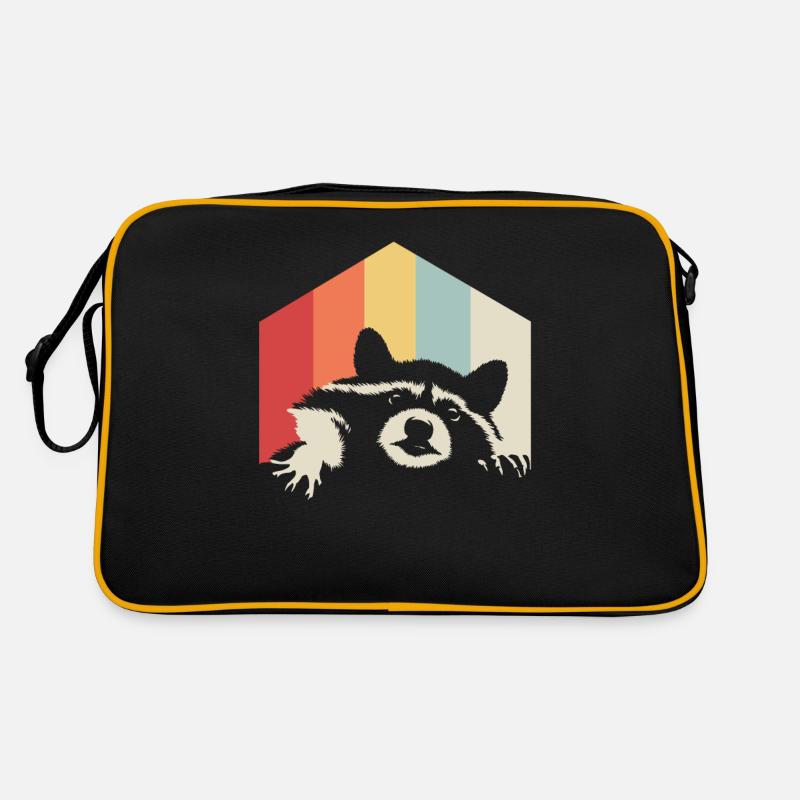 Waschbär Retro bunt Farben Geschenk Wald Natur Retro Tasche