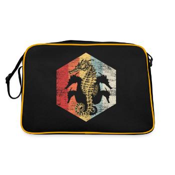 Seahorse Fish Ocean Gift Animal - Retro Bag - black/gold - Back