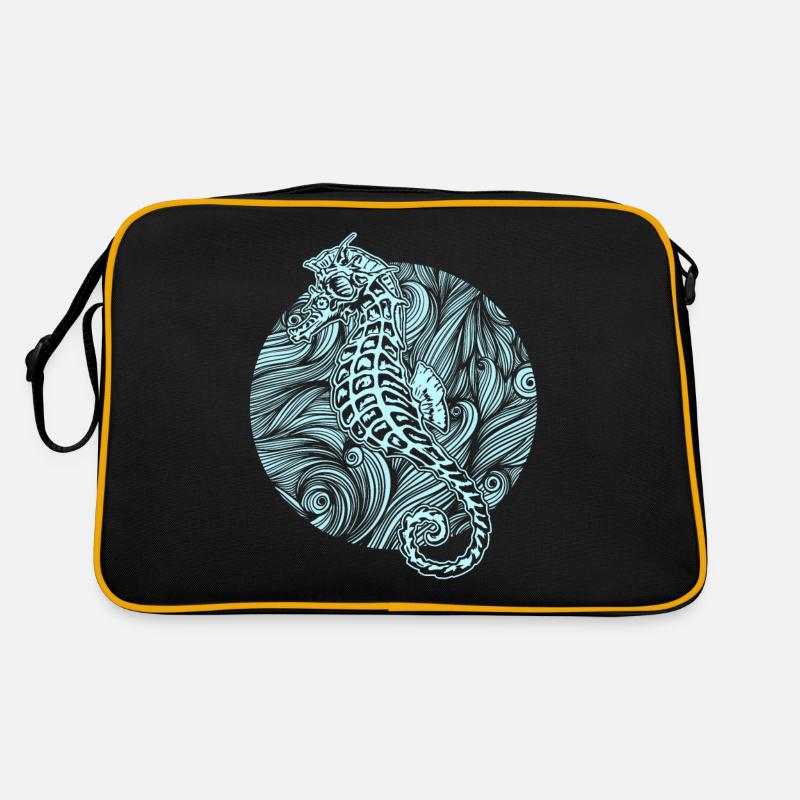 Hippocampe hippocampe poisson mer océan cadeau - Sac Retro - noir/or