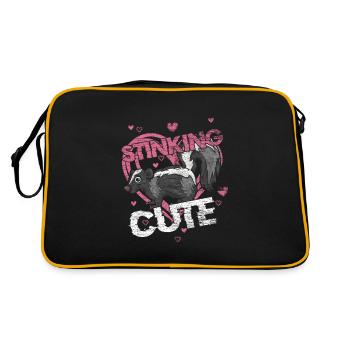 süßes Stinktier Gas Gasmaske Furz Dachs stinken - Retro Tasche - Schwarz/Gold - Hinten