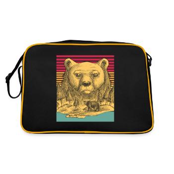 Bear animal nature vintage predator gift idea colorful - Retro Bag - black/gold - Back