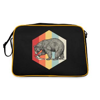Ours brun poisson animal vintage cadeau ours coloré - Sac Retro - noir/or - Dos
