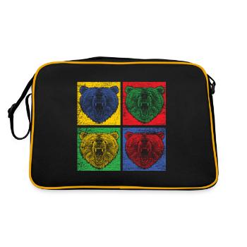Bear Pop Art Zoo Animal Park Predator Colorful Forest - Retro Bag - black/gold - Back