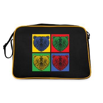 Ours animal prédateur popart coloré - idée cadeau - Sac Retro - noir/or - Dos