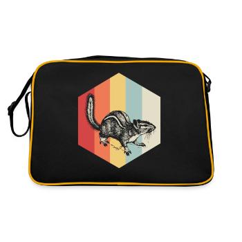 Écureuil, rongeurs, noix, cadeau, animal - Sac Retro - noir/or - Dos