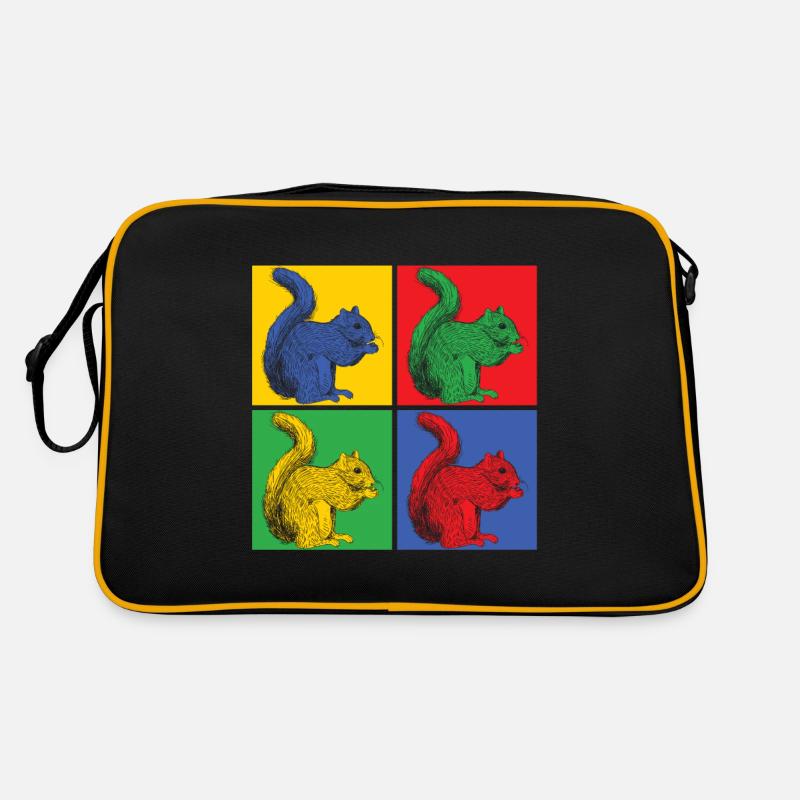 Eichhörnchen Nüsse Wald Baum Tier Geschenk vintage - Retro Tasche - Schwarz/Gold