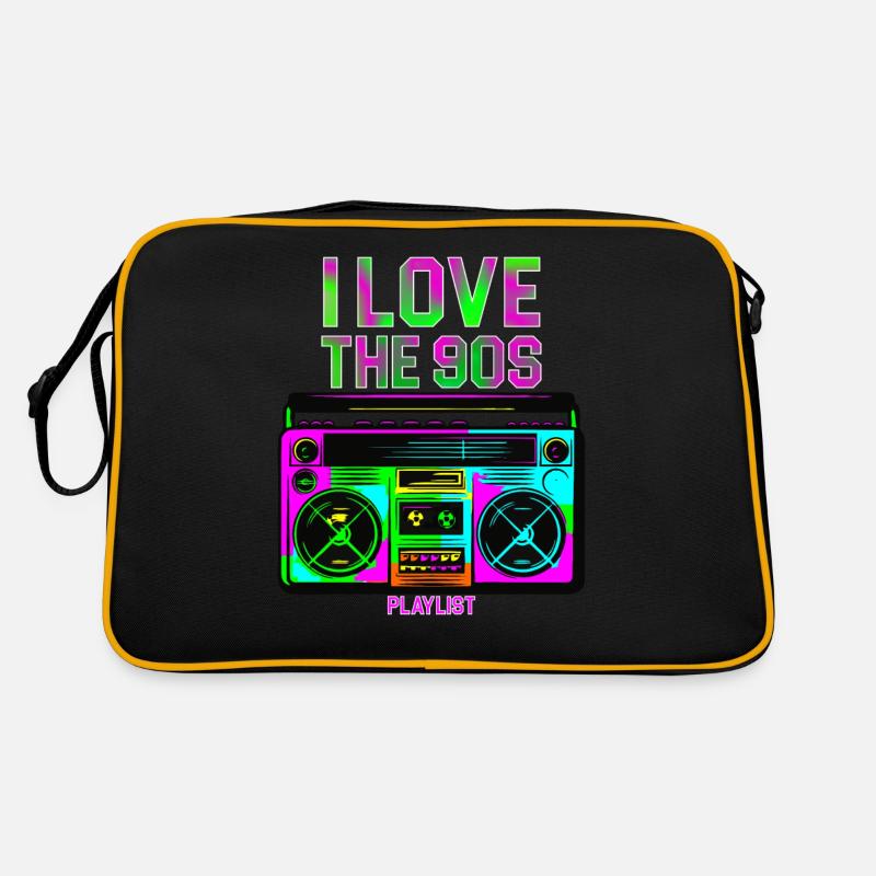 Ich LIEBE 90S - Retro Tasche - Schwarz/Gold