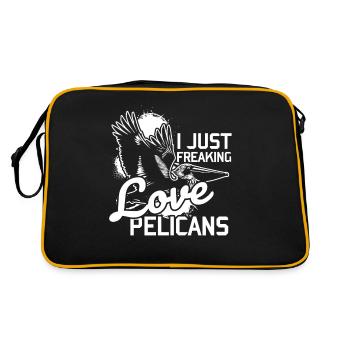 I love pelicans like crazy bird gift - Retro Bag - black/gold - Back