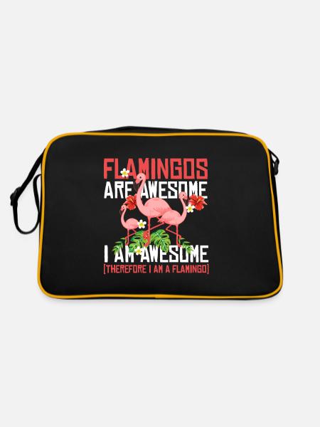 Flamingos are super bird pink pink long legs - Retro Bag - black/gold - Back