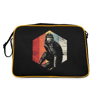 Cadeau de banane de singe manger un animal mignon de faim jaune - Sac Retro - noir/or - Dos