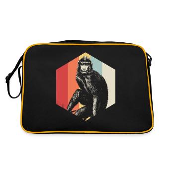 Monkey Primate Gorilla Chimpanzee Animal Zoo Animal Park - Retro Bag - black/gold - Back