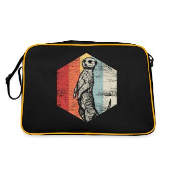 Erdmännchen vintage Tier Afrika Zoo Safari Retro - Retro Tasche - Schwarz/Gold - Hinten
