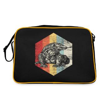 Waran Komodowaran Reptil Echse Krokodil Thailand - Retro Tasche - Schwarz/Gold - Hinten