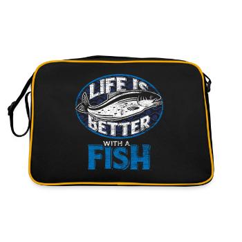Poissons pêcheurs pêcheur pêcheur animaux nature cadeau - Sac Retro - noir/or - Dos