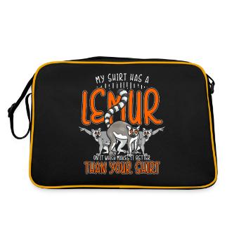 Lemur monkey semi-monkey animal gift animal protection. - Retro Bag - black/gold - Back
