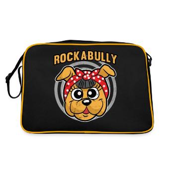 Rockabilly Bully Hund - Retro Tasche - Schwarz/Gold - Hinten