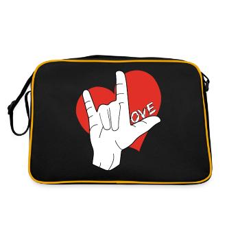 Liebe Love Herz Langue des signes DGS AML BSL DT - Sac Retro - noir/or - Dos