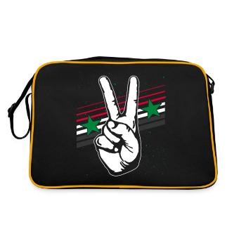 Syrien Flagge Frieden Zeichen Peacezeichen - Retro Tasche - Schwarz/Gold - Hinten