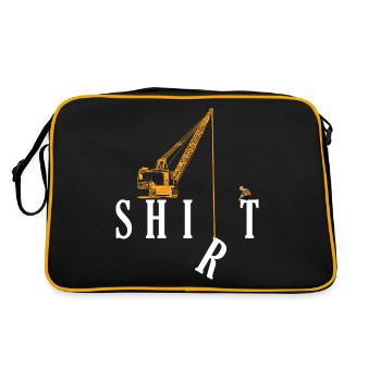 Shirt Kran Fun Baustelle Geschenkidee Spruch - Retro Tasche - Schwarz/Gold - Hinten