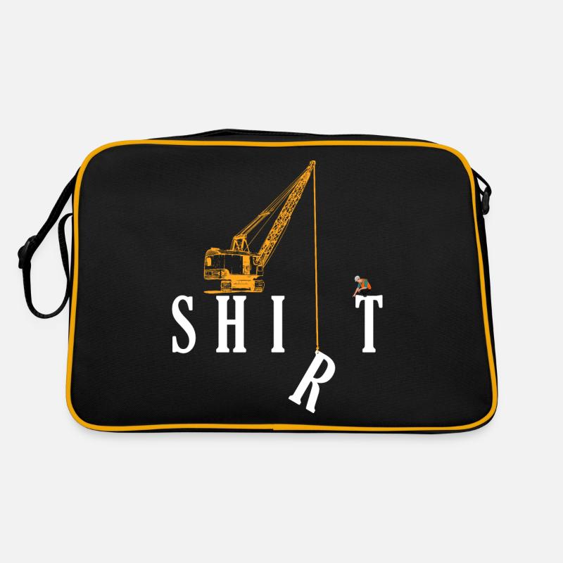 Shirt Kran Fun Baustelle Geschenkidee Spruch - Retro Tasche - Schwarz/Gold