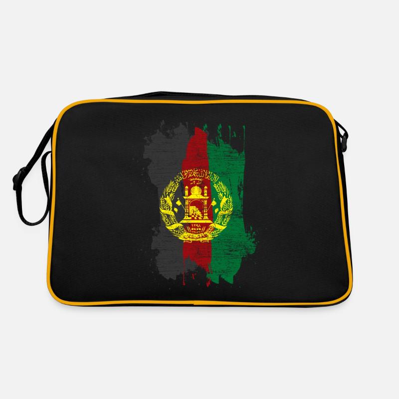 Afghanistan Flagge - Retro Tasche - Schwarz/Gold