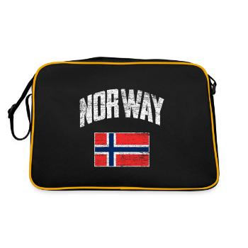 Norwegen Flagge - Retro Tasche - Schwarz/Gold - Hinten