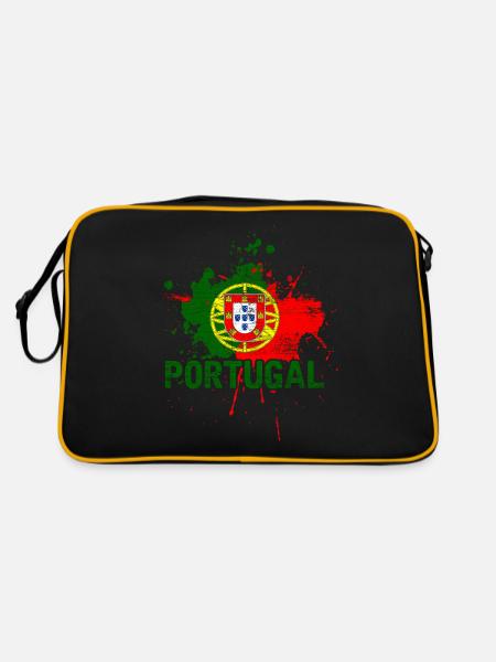 Portugal Portugiese Flagge Heimat Lissabon Porto - Retro Tasche - Schwarz/Gold - Hinten
